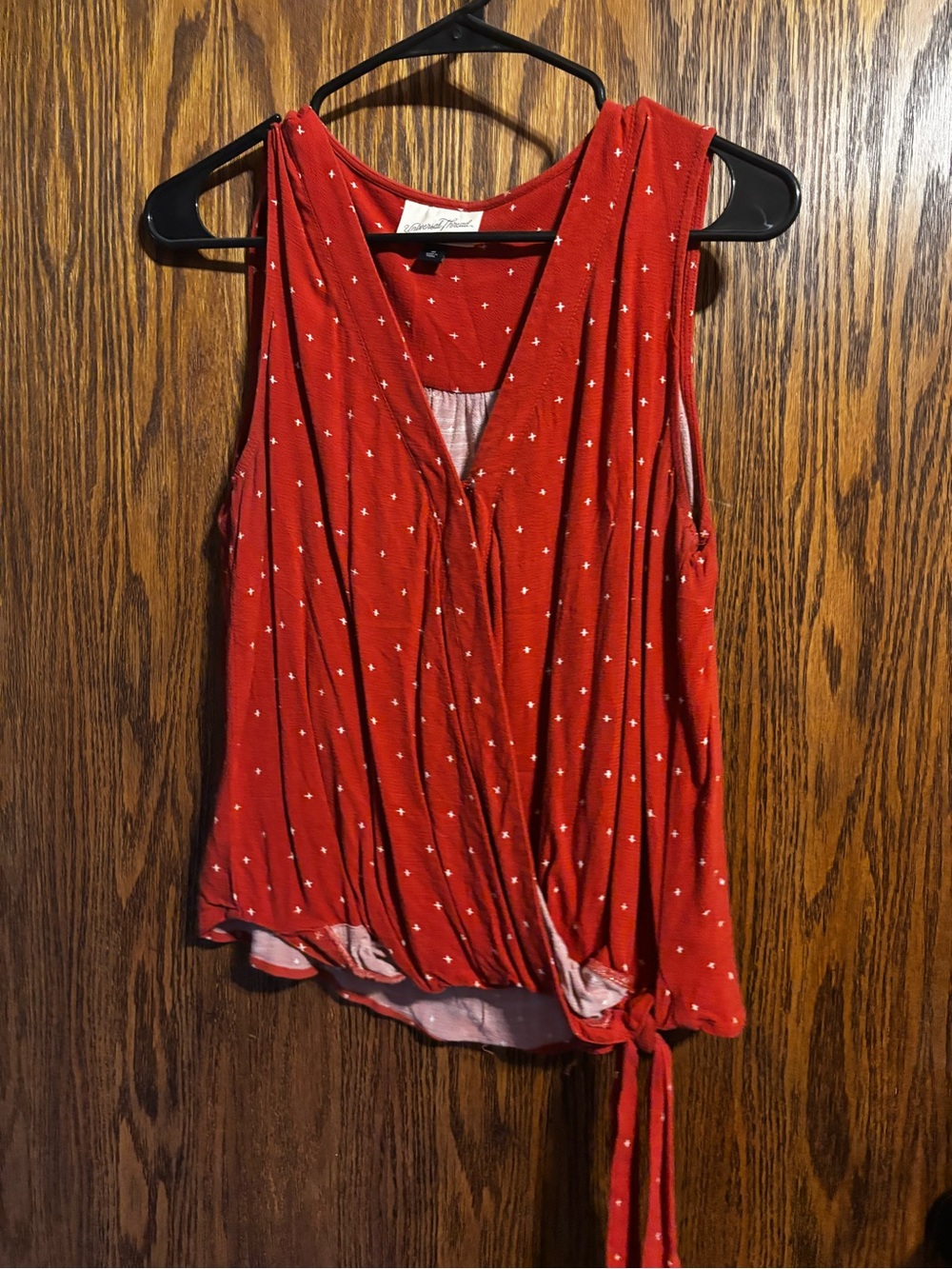 Universal Thread Red Polka Dot Tie-Front Tank